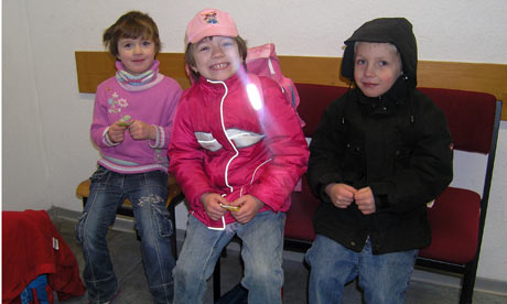 Anna-Bell, Anna-Lena and Mika in police custody at the main railway station in Hanover