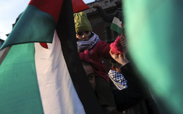 Gallery 6 January 2009: Belgrade, Serbia: Protesters wave Palestinian flags during a demonstration