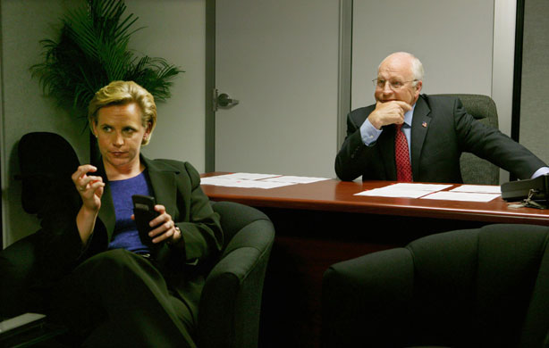 Gallery President George W Bush: VP and Mary Cheney Watch TV Coverage Of His Speech