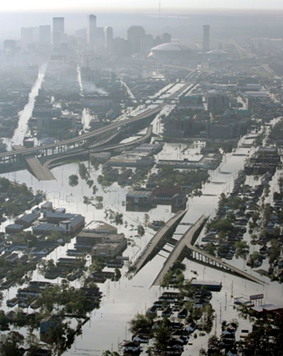 Gallery President George W Bush: Floodwaters from Hurricane Katrina fill the streets 