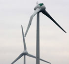 A damaged wind turbine near Grainsthorpe in Lincolnshire