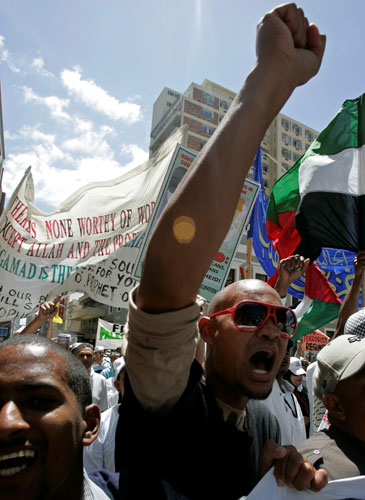 Gallery Gaza world protests: People shout out slogans during a pro-Palestinian protest in Cape Town