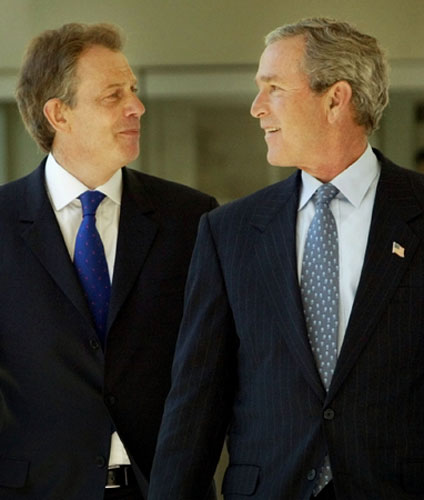 Gallery President George W Bush: British Prime Minister Tony Blair, left, and President Bush
