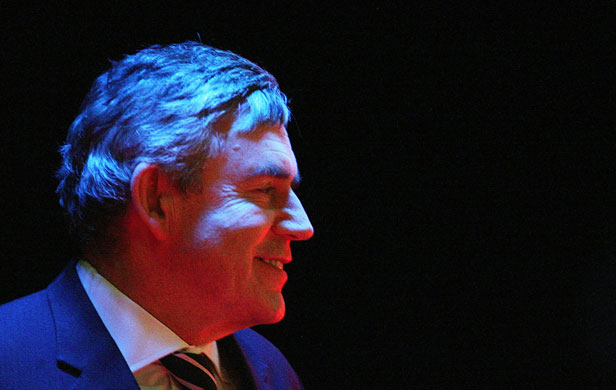Labour conference 5: Prime Minister Gordon Brown leaves the stage following the closing ceremony