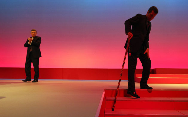 Labour conference 5: Injured soldier Major Phil Packer is applauded as he leaves the stage 