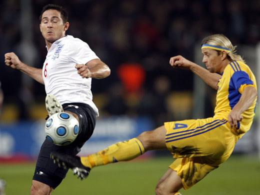 Ukraine v England: Frank Lampard attempts to block Anatoliy Tymoschuk's clearance