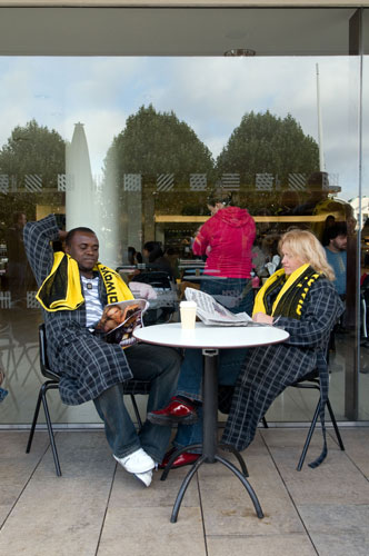 Hitchcon 2009: Fans wearing dressing gowns on the South Bank in London at Hitchcon 2009