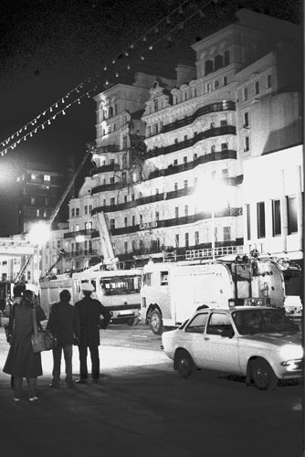 Brighton bombing 1984: The scene outside the Grand Hotel, Brighton after the explosion