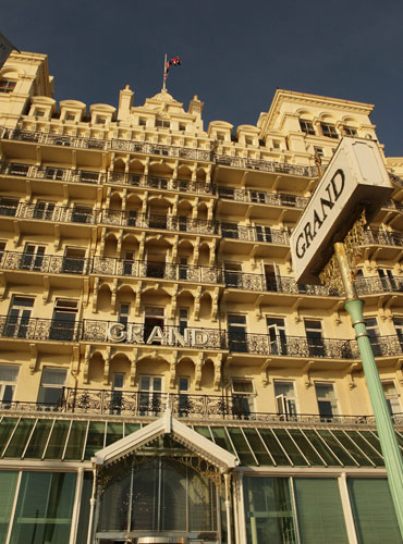 Brighton bombing 1984: The Union Jack flag flies at half mast over The Grand Hotel