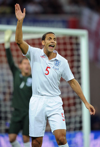 England v Belarus: Rio Ferdinand complains to an official