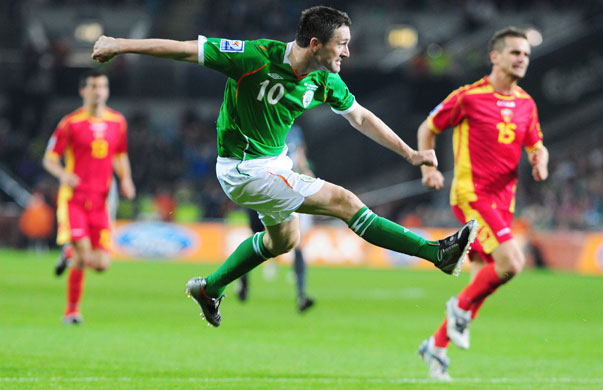 world cup qualifiers: Republic of Ireland's Robbie Keane fires in a shot on goal at Croke Park