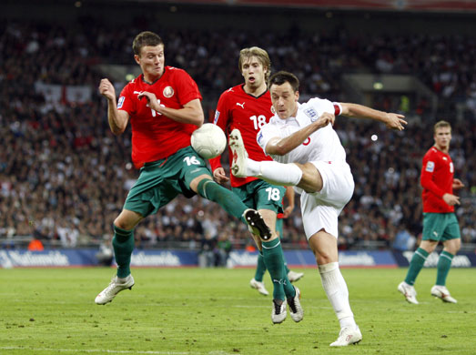 England v Belarus : Captain John Terry has a shot at goal