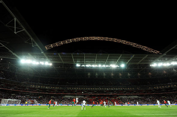 England v Belarus : A general view of the action at Wembley