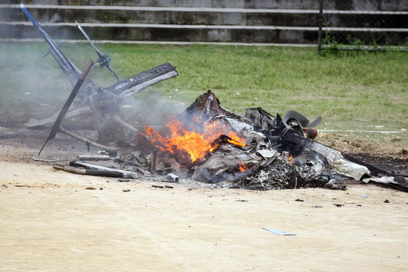 Rio de Janeiro: The remains of a police helicopter shot down by drug dealers