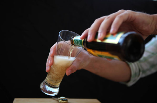 Taybeh brewery: Taybeh Beer being poured into a glass