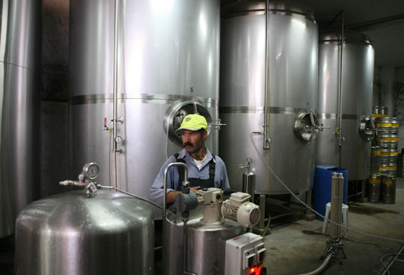 Taybeh brewery: A workerat the Taybeh Beer brewery