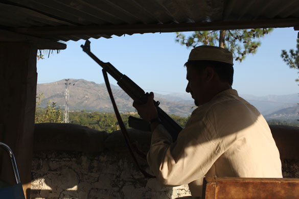 Swat Valley: Bodyguard protecting Jamal Nasir Khan, the mayor of Swat in Matta