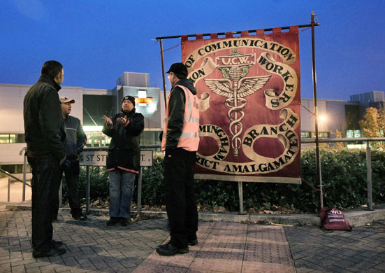 Postal strike: Birmingham: Postal workers picket the city's main sorting office