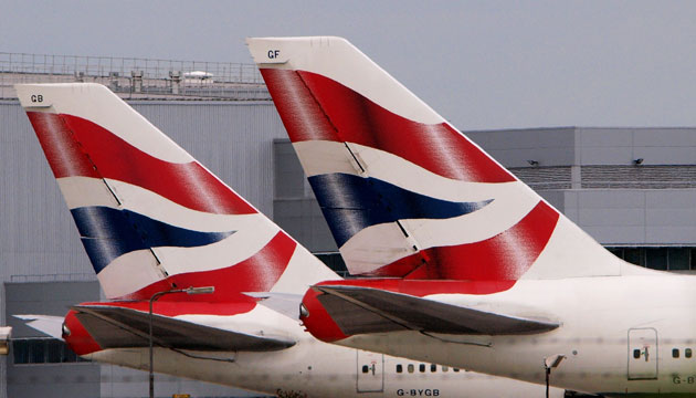 Recession 2009: Two British Airways aircraft on the stands at London's Heathrow Airport