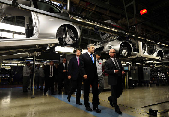 Recession 2009: Prime Minister Gordon Brown visits the Nissan plant in Sunderland