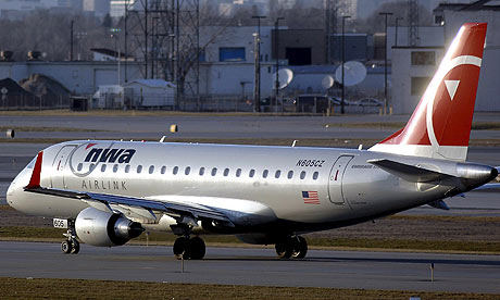A Northwest Airlines plane in Minneapolis