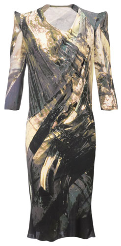pear shapes: Print dress with padded shoulders
