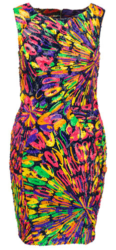 pear shapes: Neon sequined dress