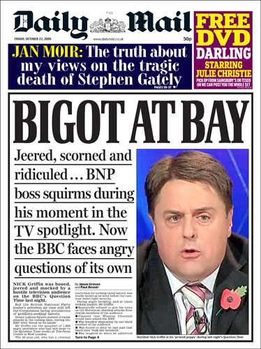 BNP Newspapers: BNP Front Pages: The Daily Mail Friday 23 October 2009