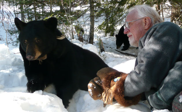 Professor Lynn Rogers and friend by Ted Oakes