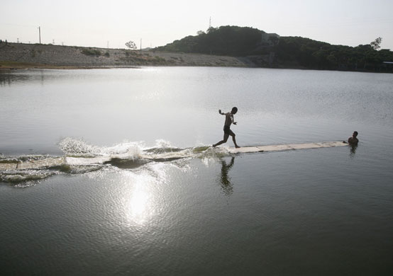 24 hours: A Shaolin monk performs water walking excersise