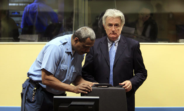 Radovan Karadzic: Radovan Karadzic in the Hague before he appeared in court in