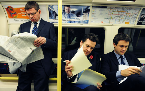 27 October 2009: London, UK: George Osborne looks through his speech