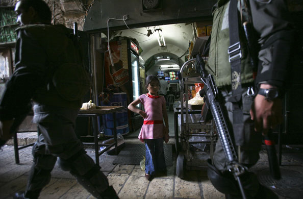 27 October 2009: Jerusalem: Israeli police officers walk during a patrol