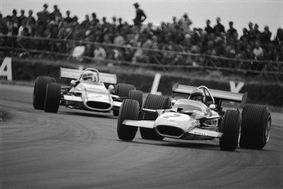 British Grand Prix: Stewart and Rindt battle during the 1969 British Grand Prix