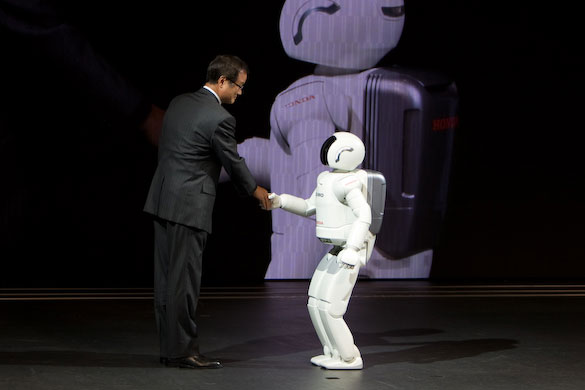 Tokyo motorshow: Honda's Humanoid robot Asimo introducing company President Takanobu Ito