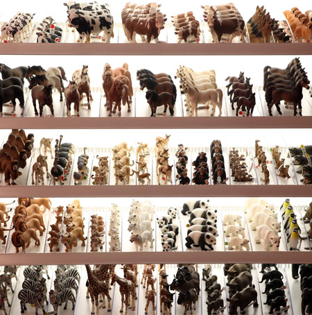 Top toys: A stand of animal figures made by Schleich