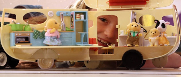 Top toys: Rhianna, 10, plays with the Sylvanian Families Caravan