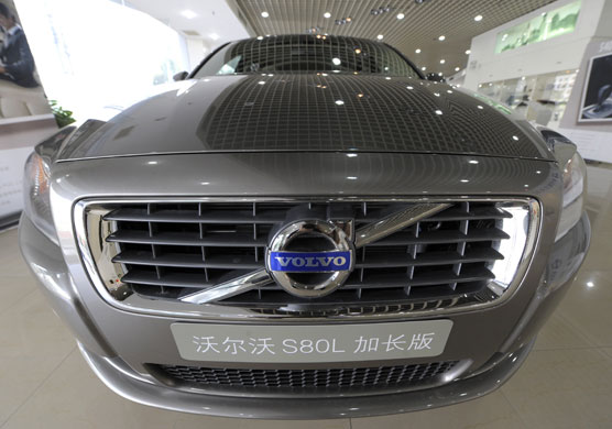 Week in business: A Volvo S80L car on display at a Volvo showroom in Beijing.