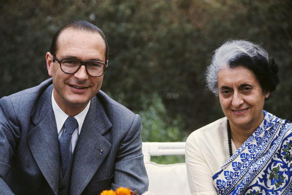 Jacques Chirac: 1976: Jacques Chirac with Indian prime minister Indira Gandhi