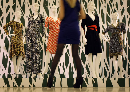24 hours in pictures: A visitor looks at creations by designer Diane Von Furstenberg