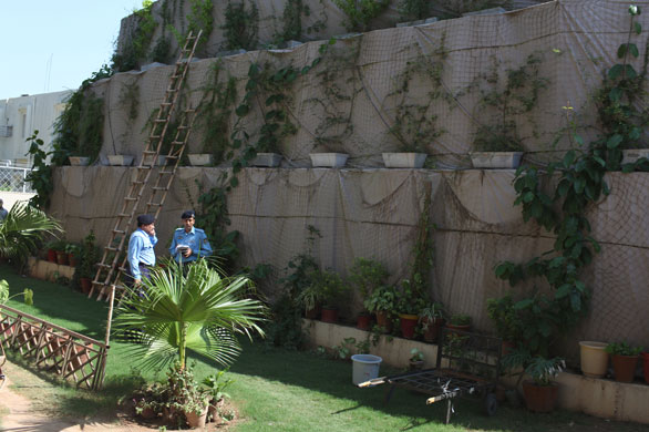 Islamabad bomb: Police outside the sandbagged front wall