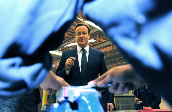 conservative conference: David Cameron visits the Skills Centre in MAnchester