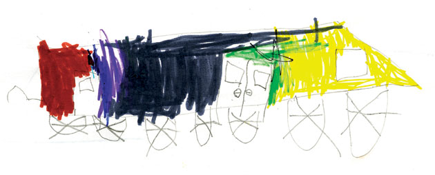 Dream Jobs: A child's drawing of a colourful train