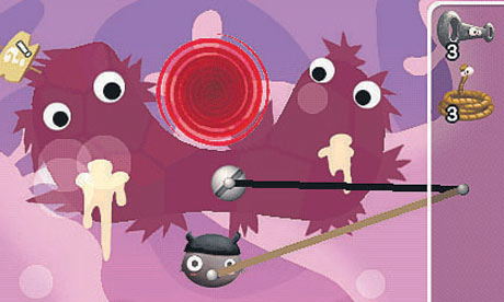 iBlast Moki screen shot of purple monsters