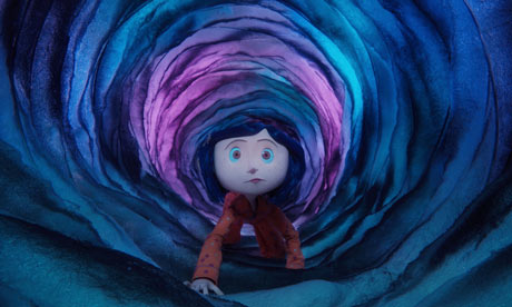 Coraline travels through a portal