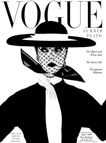 Irving Penn: The April 1950 cover of Vogue with model Jean Patchett by Irving Penn