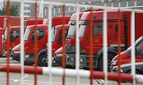 Royal Mail vans in east London.