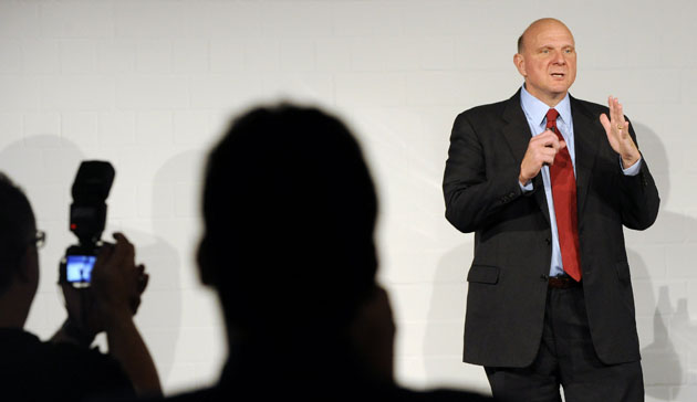 Week in business: Steve Ballmer of Microsoft gestures during a presentation of Windows 7