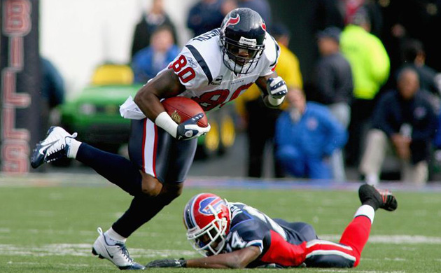 Andre Johnson (80) of the Houston Texans gets past Terrence McGee of the Buffalo Bills 