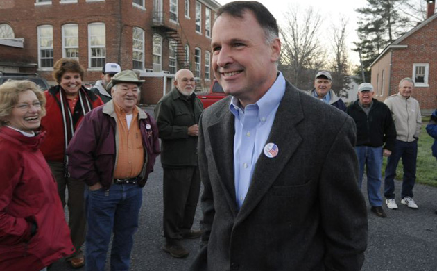 Virginia Democratic gubernatorial candidate Creigh Deeds greets supporters after casting his vote in Millboro. 